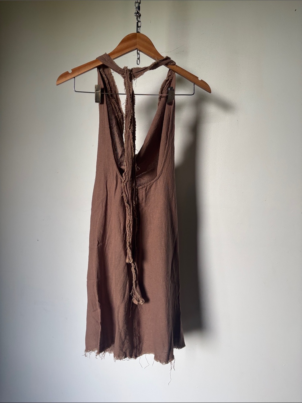 Vintage Cotton Gauze Brown Mini Halter or Tube Dress - Picture 5 of 11